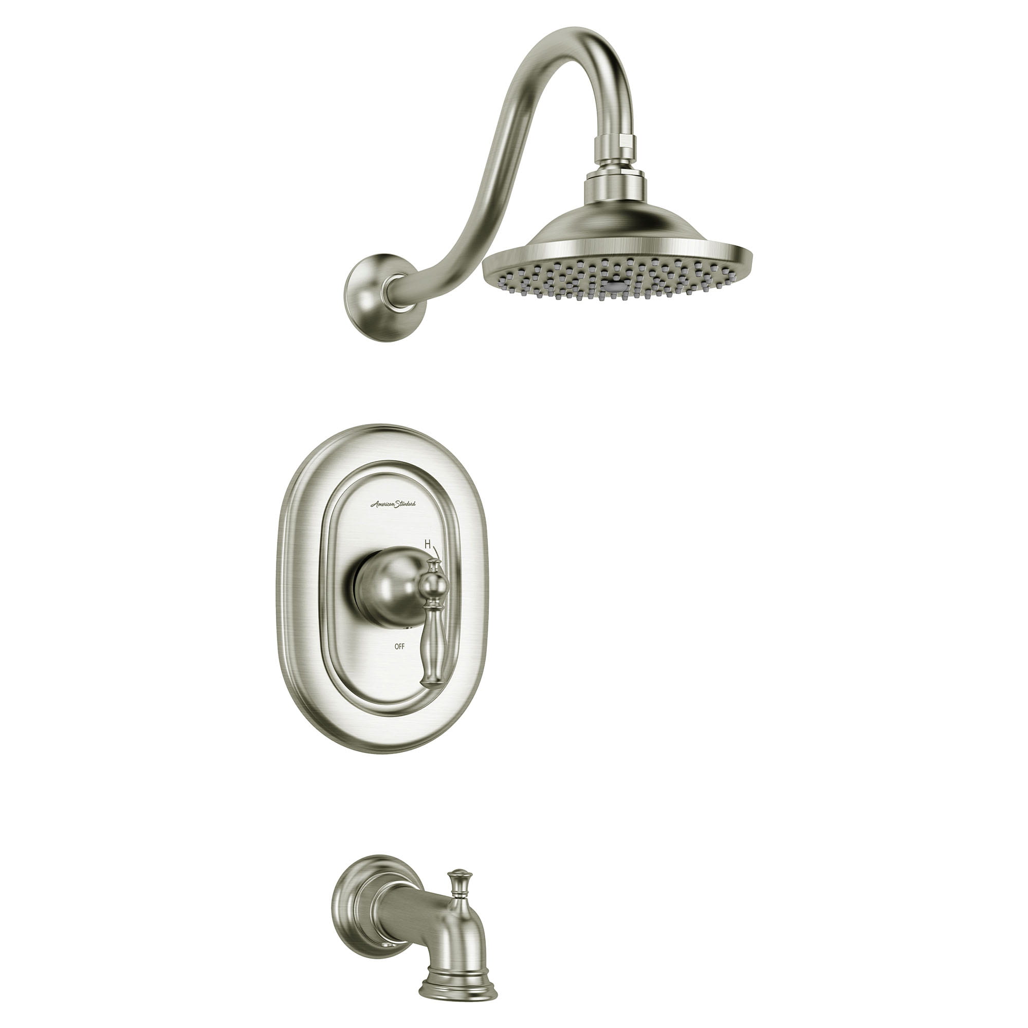 Quentin 25 gpm 95 L min Tub and Shower Trim Kit With Rain Showerhead Double Ceramic Pressure Balance Cartridge With Lever Handle   BRUSHED NICKEL
